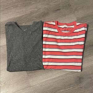 Bundle of Striped Pink and Gray Men Short Sleeves T-Shirts Size L